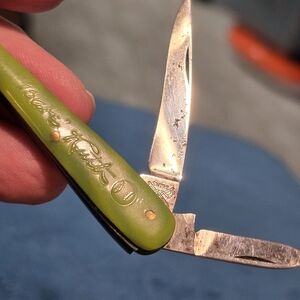 Antique Babe Ruth Pocket Knife Green No Cracks Very Collectible! 4.25" Length.